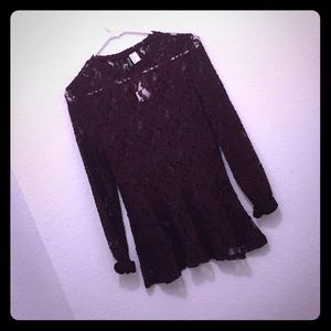 Maroon lace long blouse